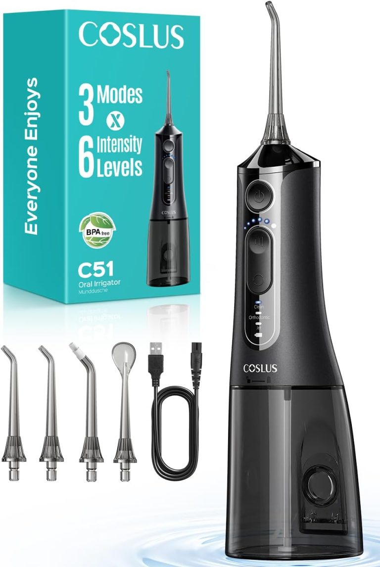 COSLUS C51, hydropulseur dentaire portable, réservoir 300 ml, 3 modes et 6 niveaux de pression